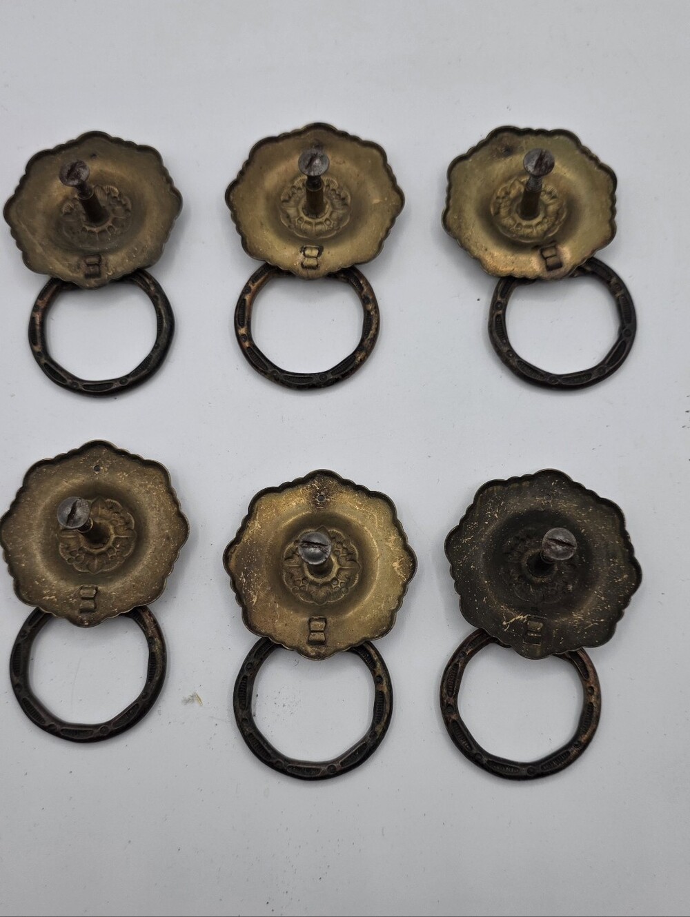 Brass Colored Swing Handles Furniture Dresser Pull Hardware Drawer Lot Of 6 Vtg